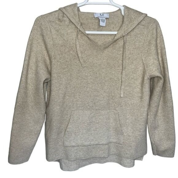 Magaschoni Womens Knit Hoodie Pullover Sweater Khaki Size XL Lightweight Casual - Picture 1 of 7